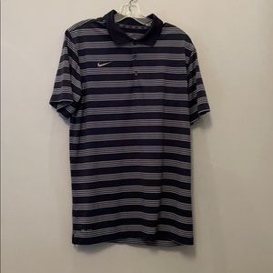 Mens Nike Blue and White Stripe Golf Polo Medium